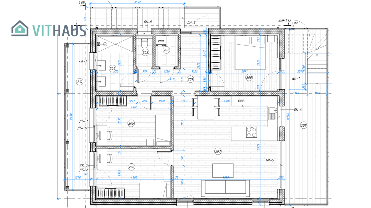 Двухэтажный Дуплекс 2 - дом на две семьи 89,5/90,4 м2 от vithaus.by